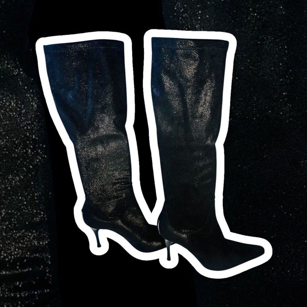 Donald J Pliner Black SUEDE LEATHER KNEE TALL HIGH BOOTS US SZ 9.5